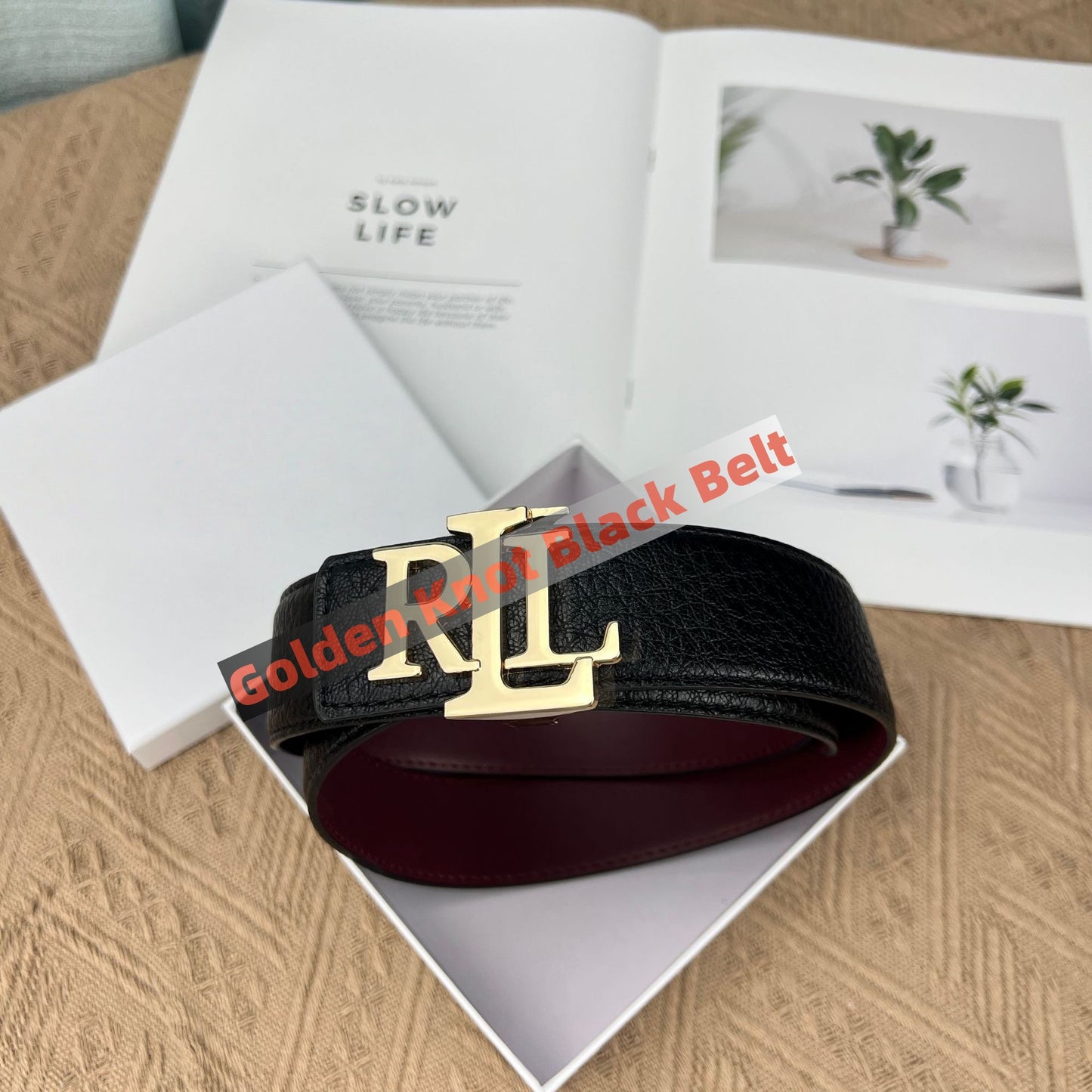 【#A276】Letter Metal Automatic Buckle Litchi Grain Cowhide Belt