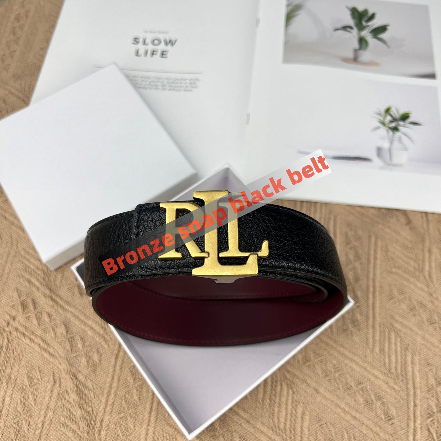 【#A276】Letter Metal Automatic Buckle Litchi Grain Cowhide Belt