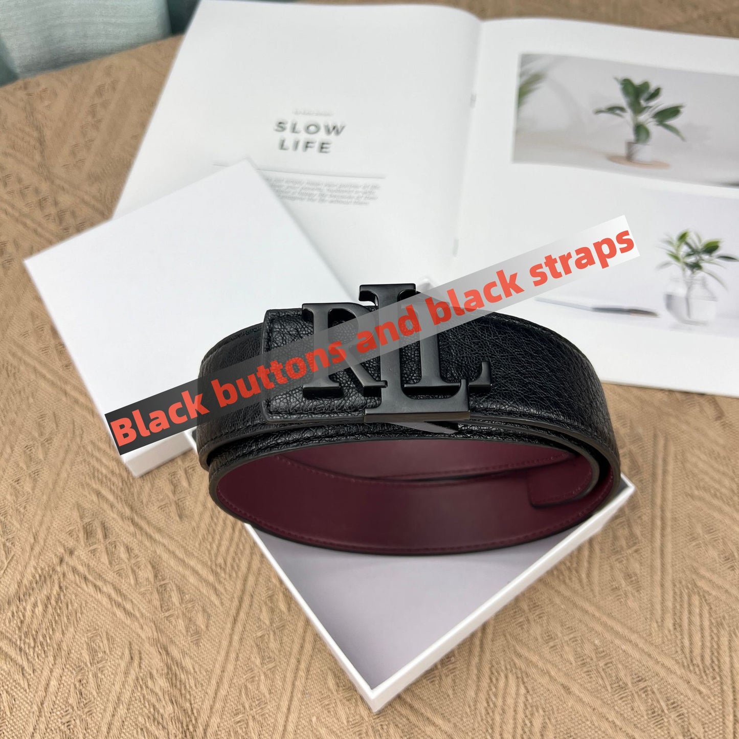 【#A276】Letter Metal Automatic Buckle Litchi Grain Cowhide Belt