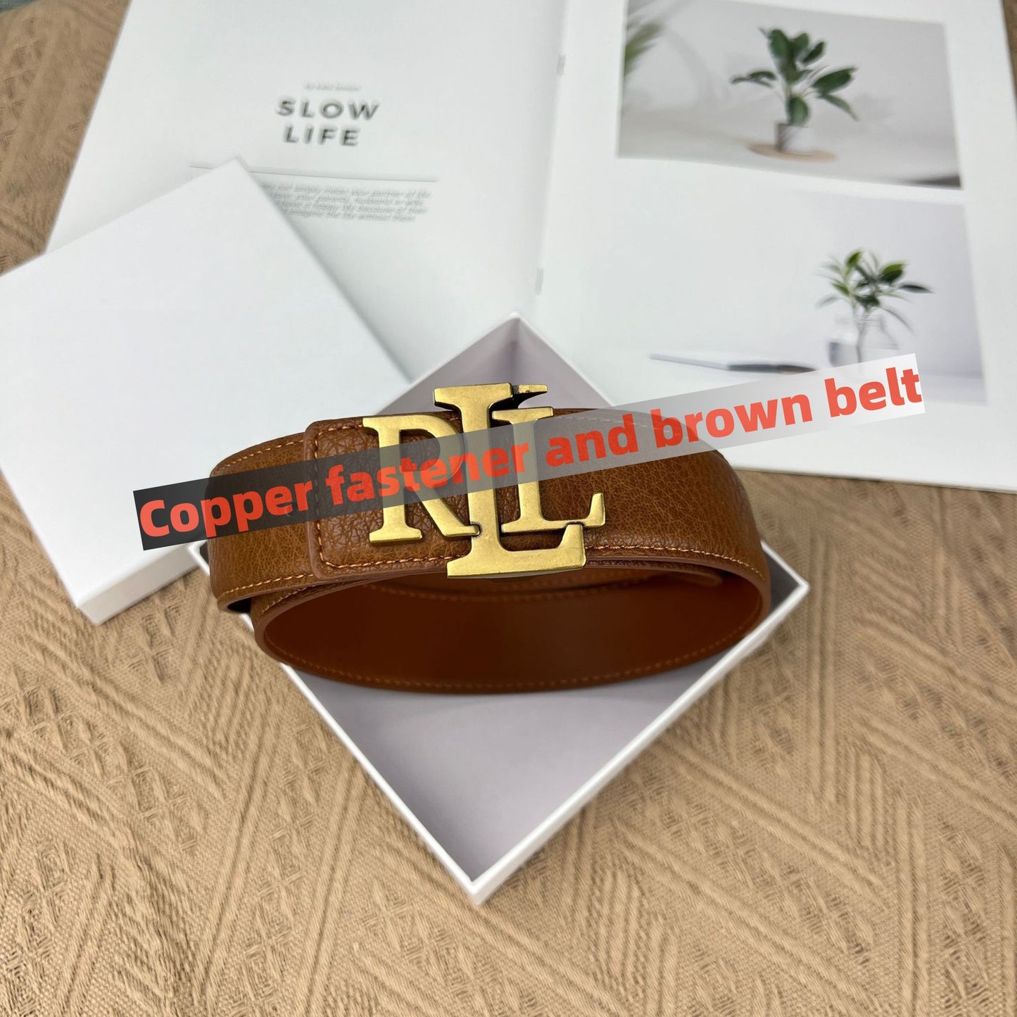 【#A276】Letter Metal Automatic Buckle Litchi Grain Cowhide Belt