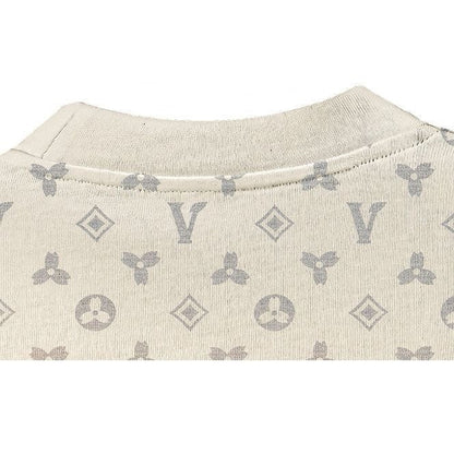 【#A285】Checkered All-Over Print Crew Neck T-Shirt With Curved Hem