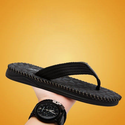 【#A294】Men's Woven Strap Flip Flops, Vintage Check Pattern Non-Slip Thick Sole Beach Slippers