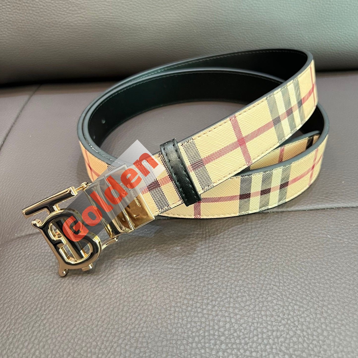 【#A298】Classic British Plaid Pin Buckle Leather Belt, Men's Business Reversible Luxury Waist Strap