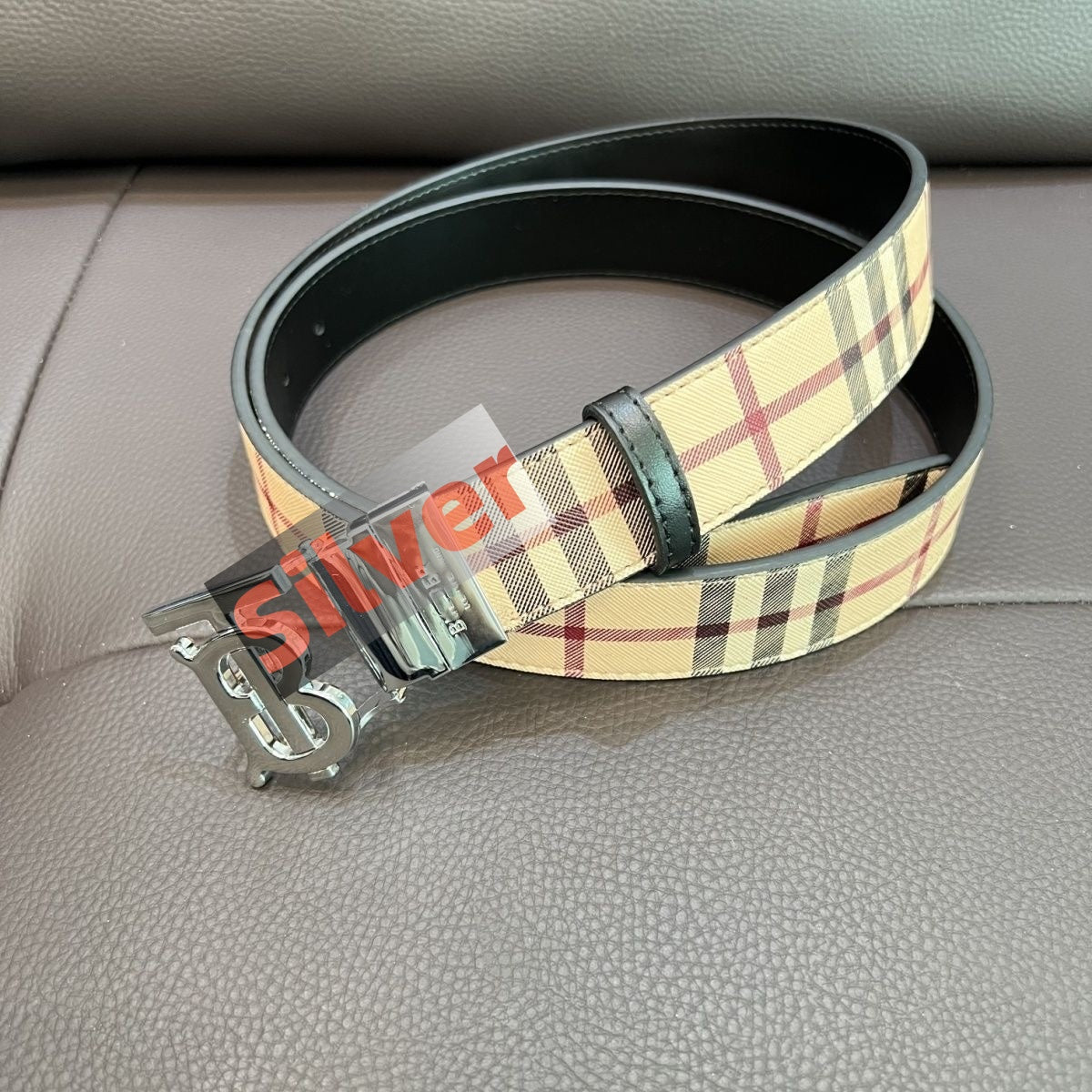 【#A298】Classic British Plaid Pin Buckle Leather Belt, Men's Business Reversible Luxury Waist Strap