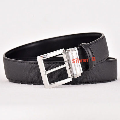 【#A299】Classic British Plaid Pin Buckle Leather Belt, Men's Business Reversible Luxury Waist StrapMen's Genuine Leather Pin Buckle Belt, Cross Grain Dress Waist Strap With Multi-Color Buckle Options