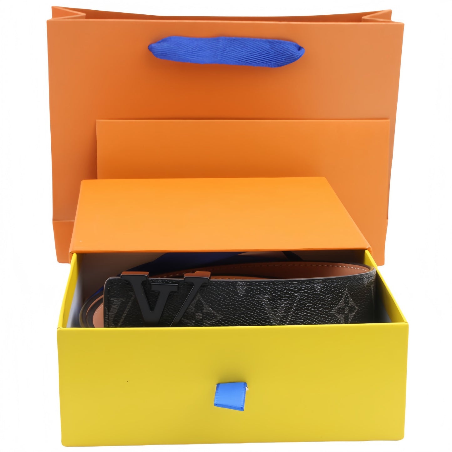 【#A302】Unisex Vintage Check & Monogram Automatic Buckle Leather Belt, Reversible Luxury Belt With Gift Box