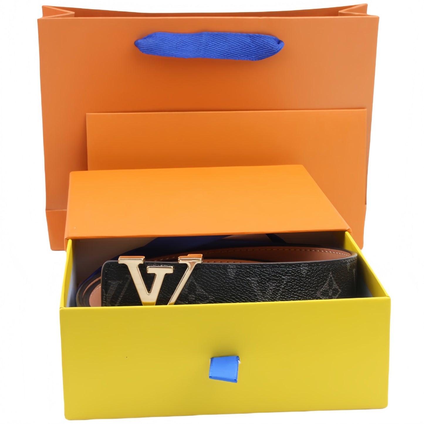 【#A302】Unisex Vintage Check & Monogram Automatic Buckle Leather Belt, Reversible Luxury Belt With Gift Box