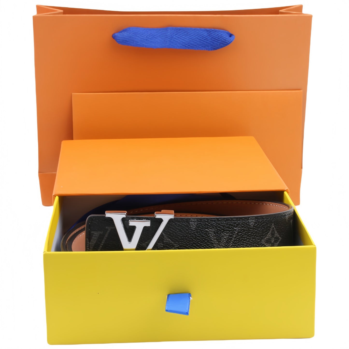 【#A302】Unisex Vintage Check & Monogram Automatic Buckle Leather Belt, Reversible Luxury Belt With Gift Box