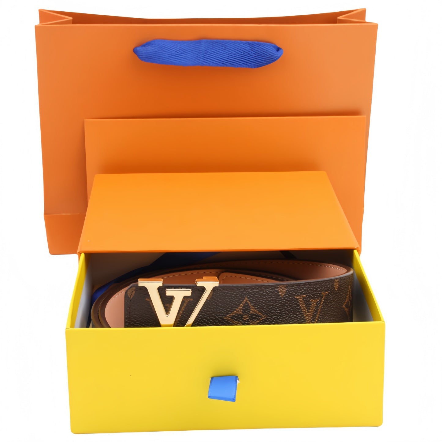 【#A302】Unisex Vintage Check & Monogram Automatic Buckle Leather Belt, Reversible Luxury Belt With Gift Box