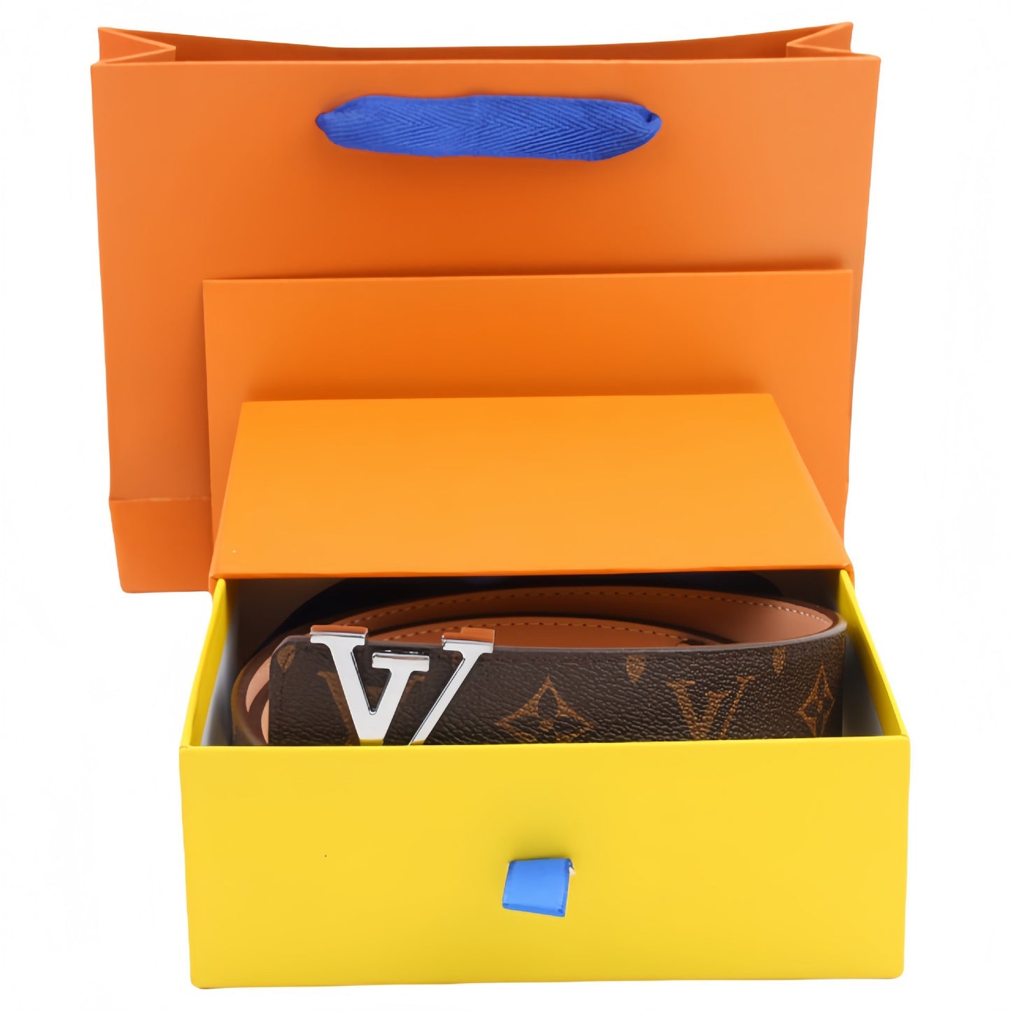 【#A302】Unisex Vintage Check & Monogram Automatic Buckle Leather Belt, Reversible Luxury Belt With Gift Box
