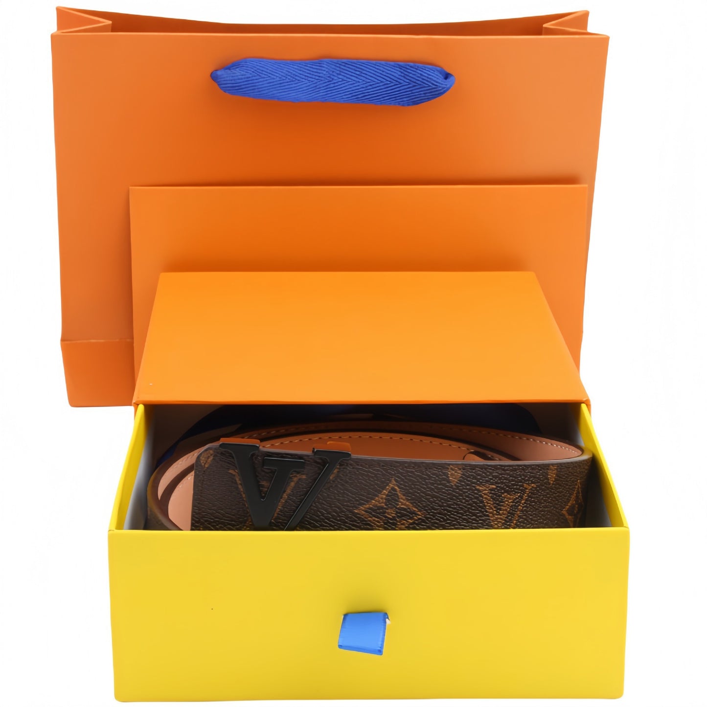 【#A302】Unisex Vintage Check & Monogram Automatic Buckle Leather Belt, Reversible Luxury Belt With Gift Box