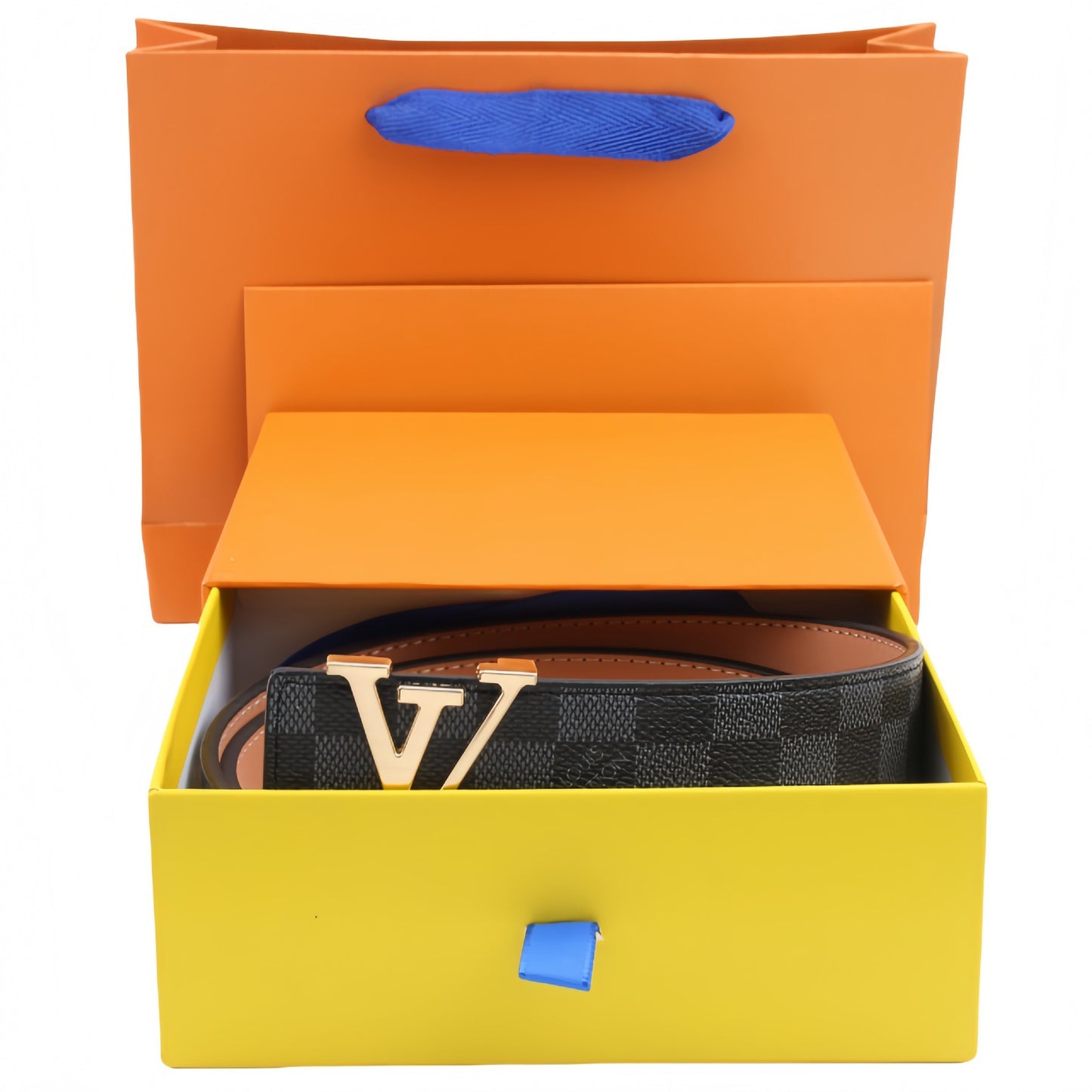 【#A302】Unisex Vintage Check & Monogram Automatic Buckle Leather Belt, Reversible Luxury Belt With Gift Box