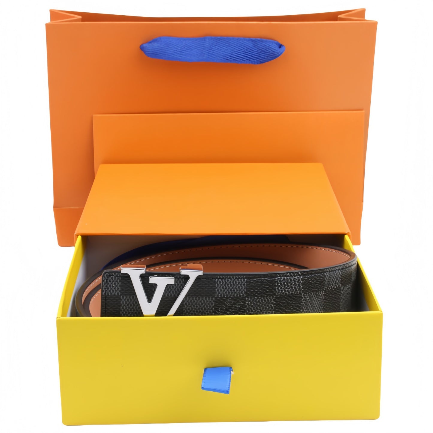 【#A302】Unisex Vintage Check & Monogram Automatic Buckle Leather Belt, Reversible Luxury Belt With Gift Box