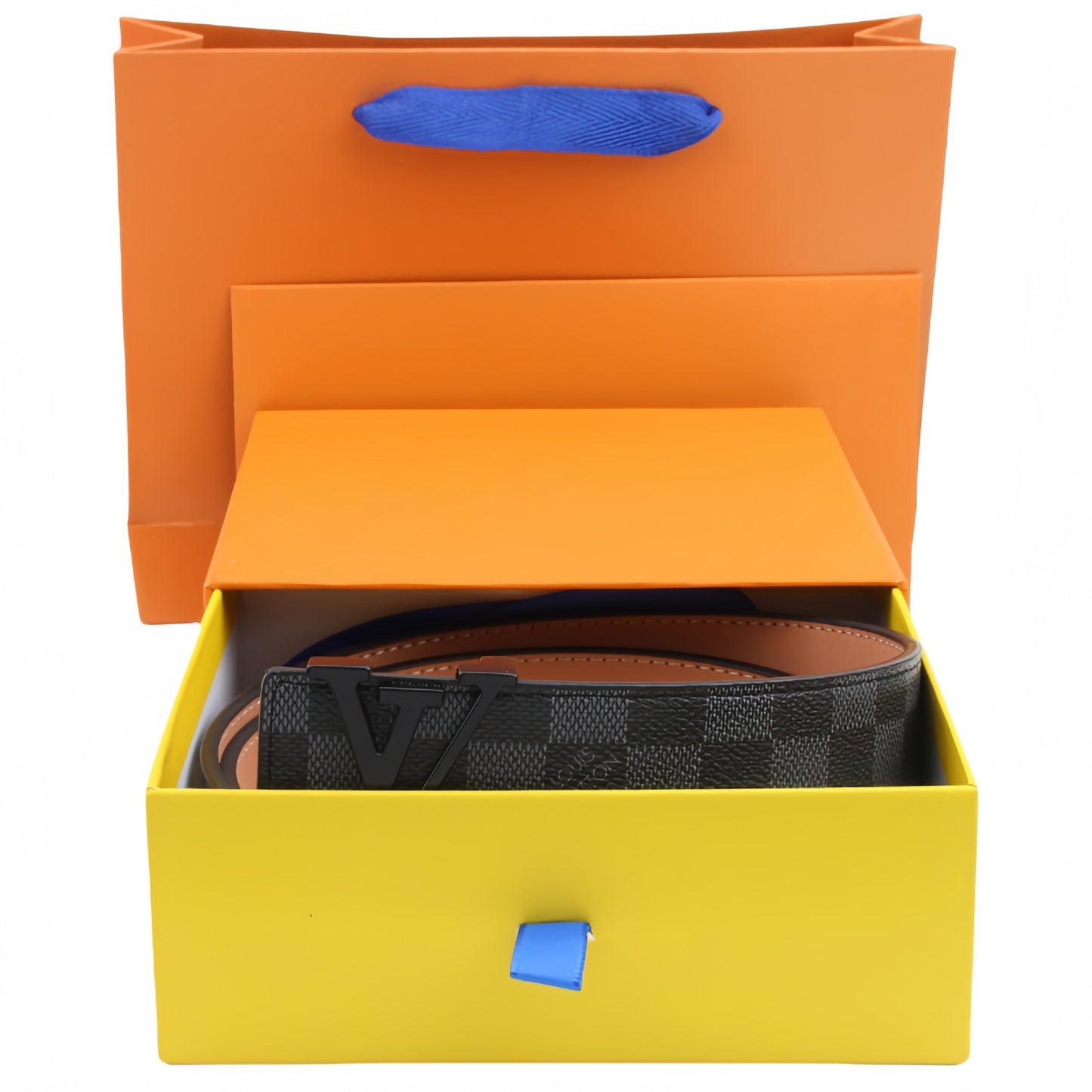 【#A302】Unisex Vintage Check & Monogram Automatic Buckle Leather Belt, Reversible Luxury Belt With Gift Box