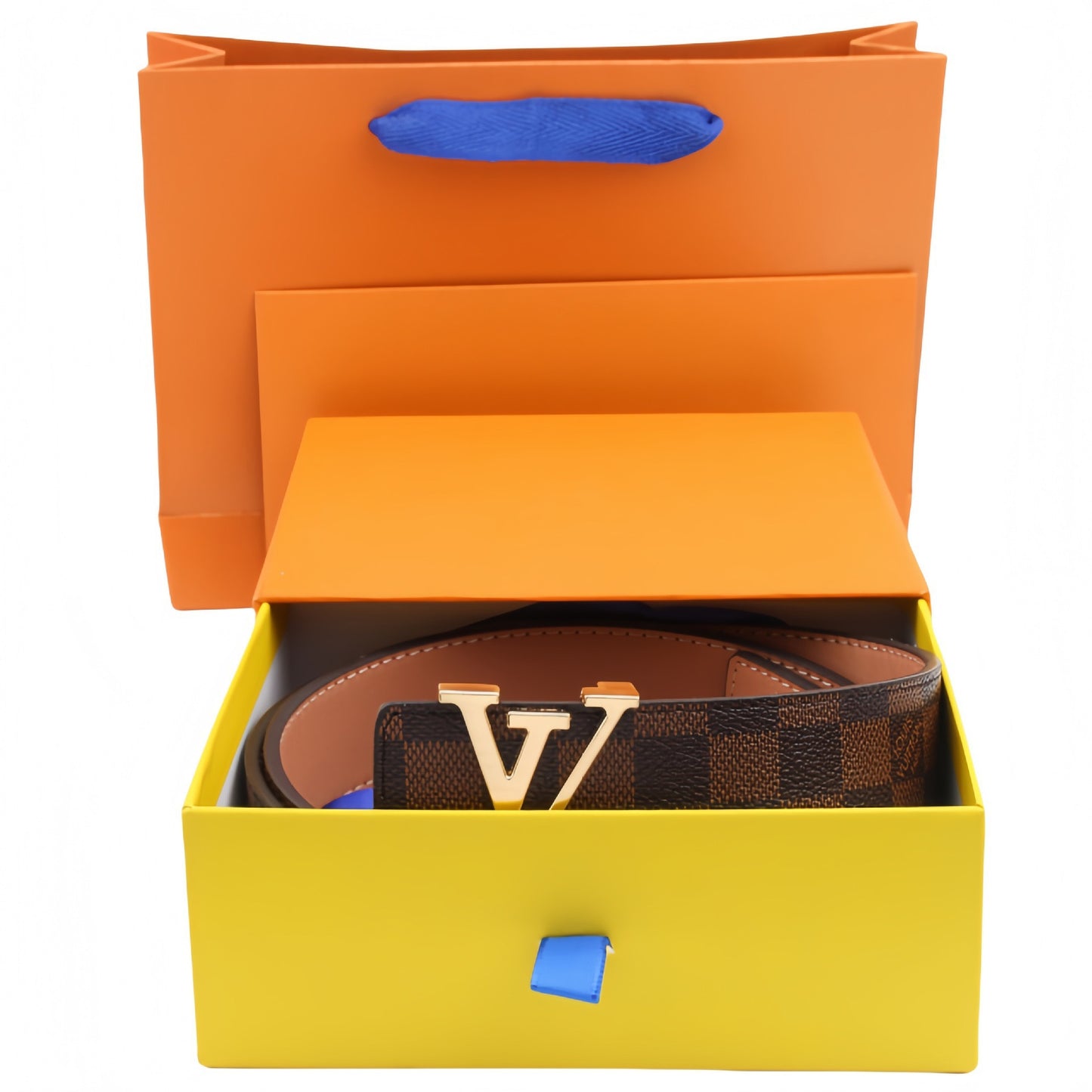 【#A302】Unisex Vintage Check & Monogram Automatic Buckle Leather Belt, Reversible Luxury Belt With Gift Box