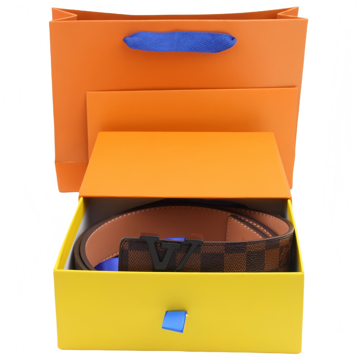 【#A302】Unisex Vintage Check & Monogram Automatic Buckle Leather Belt, Reversible Luxury Belt With Gift Box