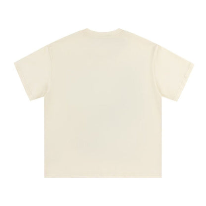 【#A303】Sketch Line Print Loose Short Sleeve T-Shirt, Unisex Heavy Cotton Crew Neck Casual Top