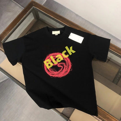 【#A303】Sketch Line Print Loose Short Sleeve T-Shirt, Unisex Heavy Cotton Crew Neck Casual Top