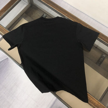 【#A306】Minimal Triangle Badge Crew Neck Solid Color T-Shirt Unisex