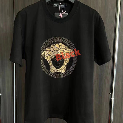 【#A308】Unisex Crew Neck T-Shirt With Rhinestone Portrait Print