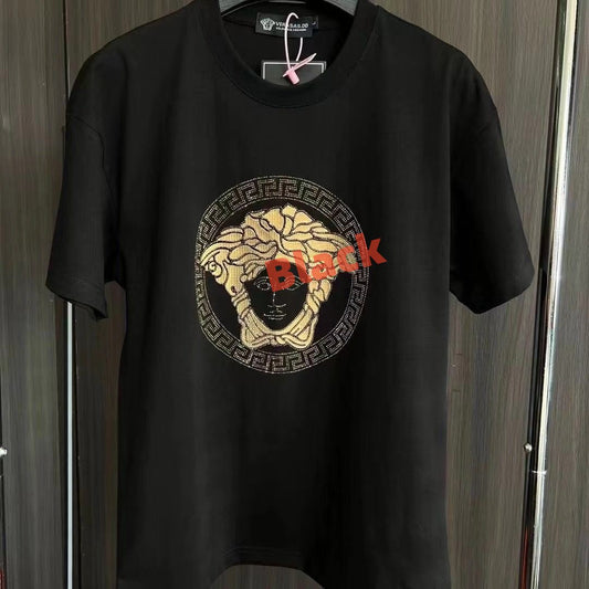 【#A308】Unisex Crew Neck T-Shirt With Rhinestone Portrait Print