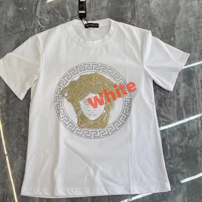 【#A308】Unisex Crew Neck T-Shirt With Rhinestone Portrait Print