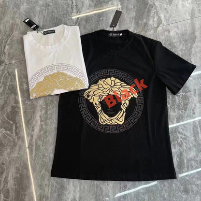 【#A308】Unisex Crew Neck T-Shirt With Rhinestone Portrait Print