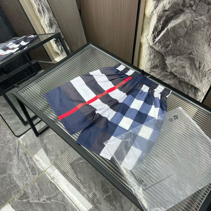 【#A310】Unisex Check Drawstring Elastic Waist Casual Five-Point Shorts