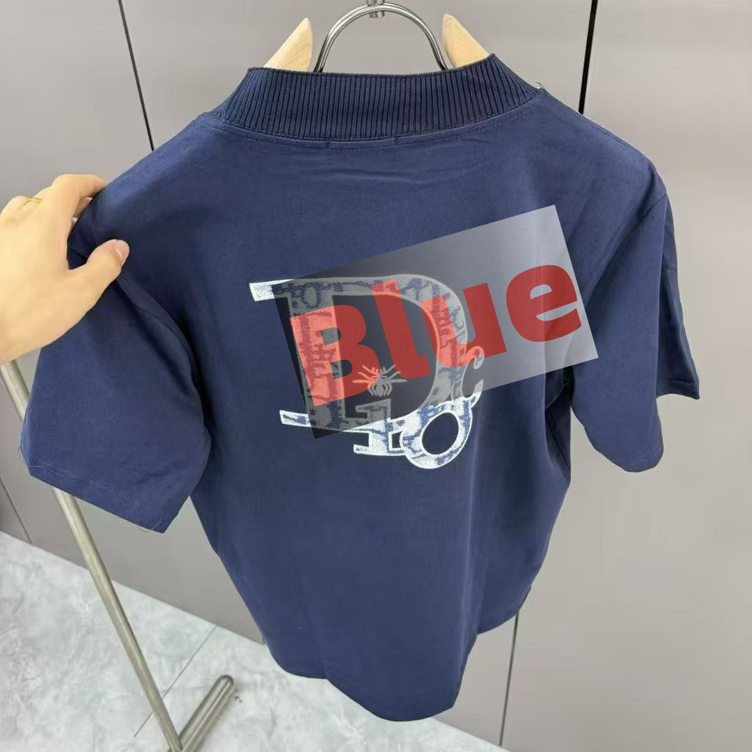 【#A311】Unisex Spliced Jacquard Crew Neck Short Sleeve T-Shirt