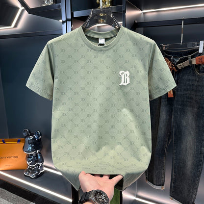 【#A312】Unisex Crew Neck T-Shirt With All-Over Hidden Print & Embroidery