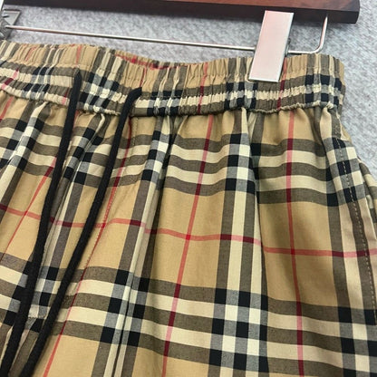 Classic Vintage Plaid Drawstring Casual Five-Point Shorts