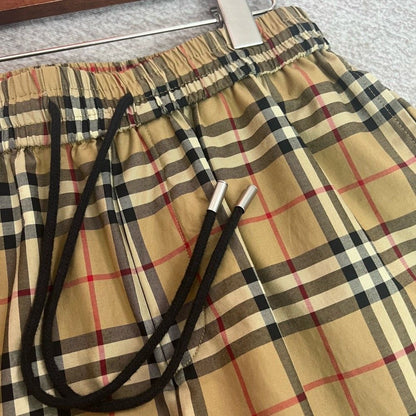 Classic Vintage Plaid Drawstring Casual Five-Point Shorts