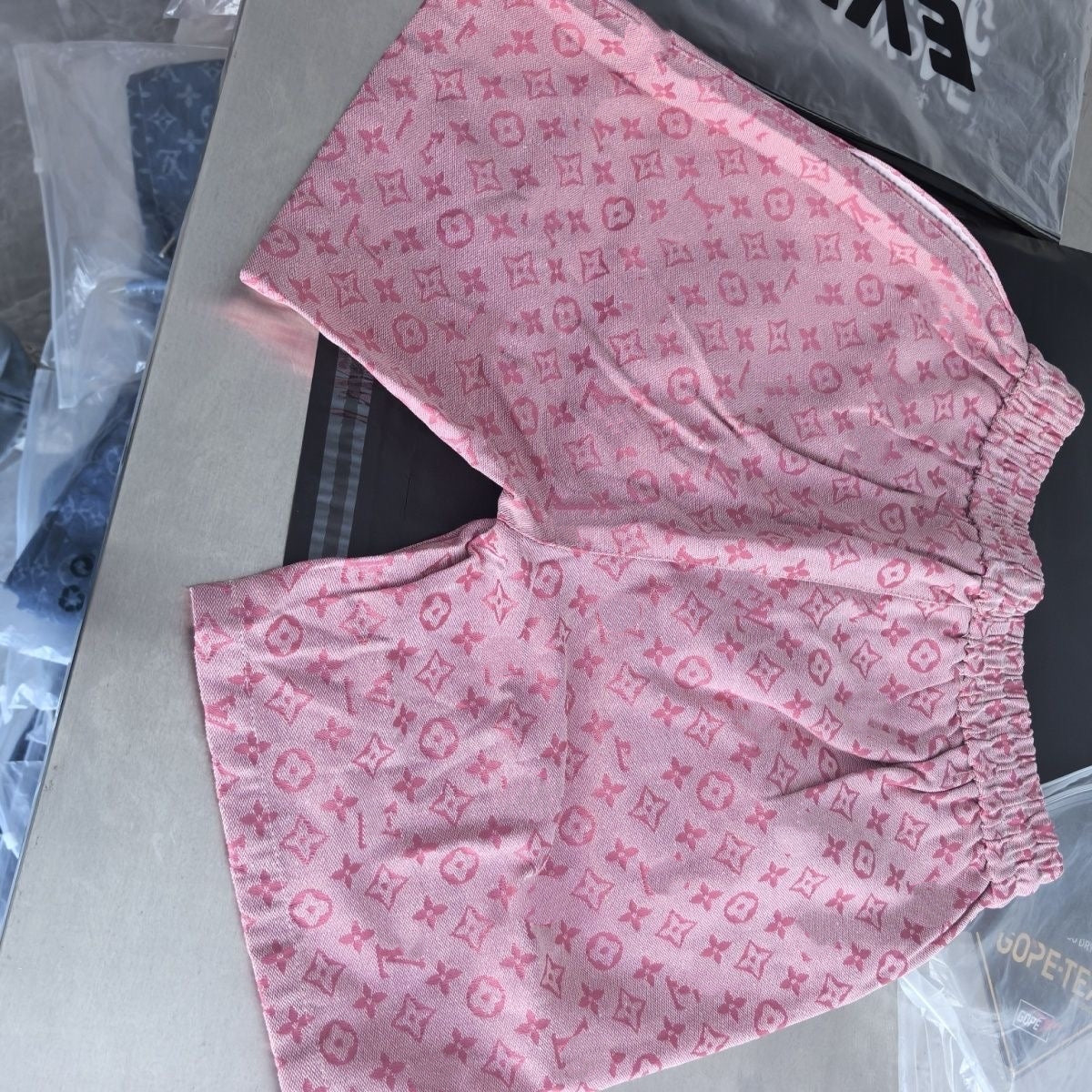 Vintage All-Over Jacquard Drawstring Casual Shorts