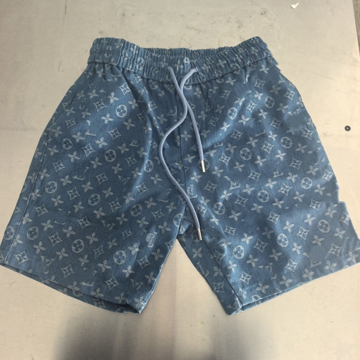 Vintage All-Over Jacquard Drawstring Casual Shorts