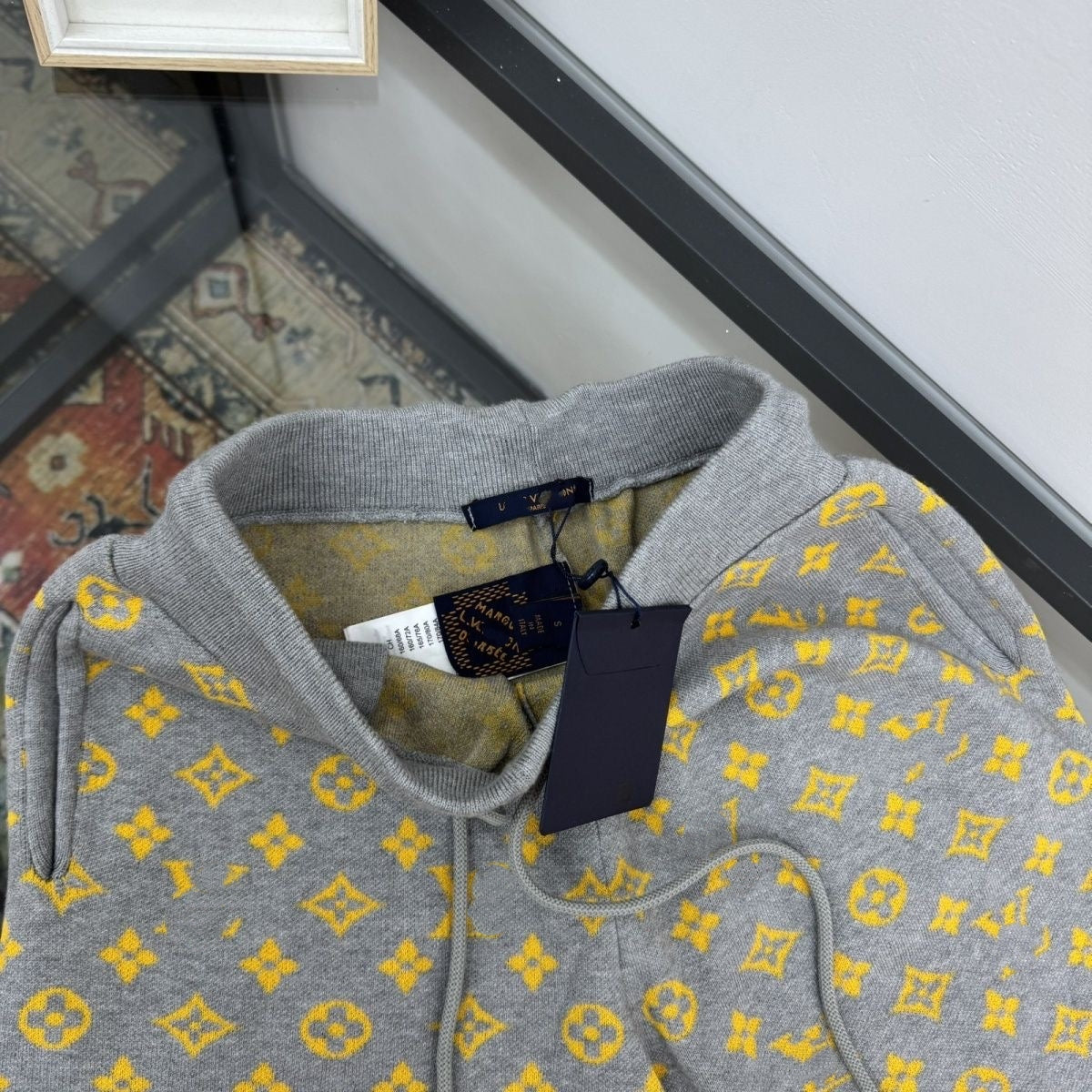 Vintage All-Over Print Knit Drawstring Casual Shorts
