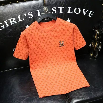 Unisex Crew Neck T-Shirt With All-Over Print And Chest Embroidery