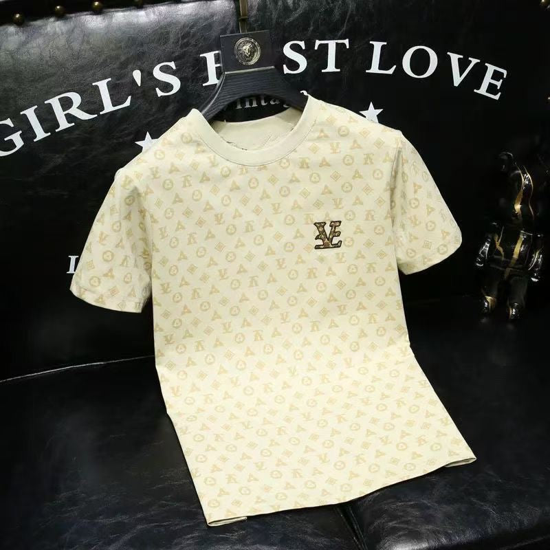 Unisex Crew Neck T-Shirt With All-Over Print And Chest Embroidery