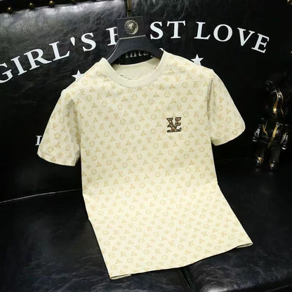 Unisex Crew Neck T-Shirt With All-Over Print And Chest Embroidery