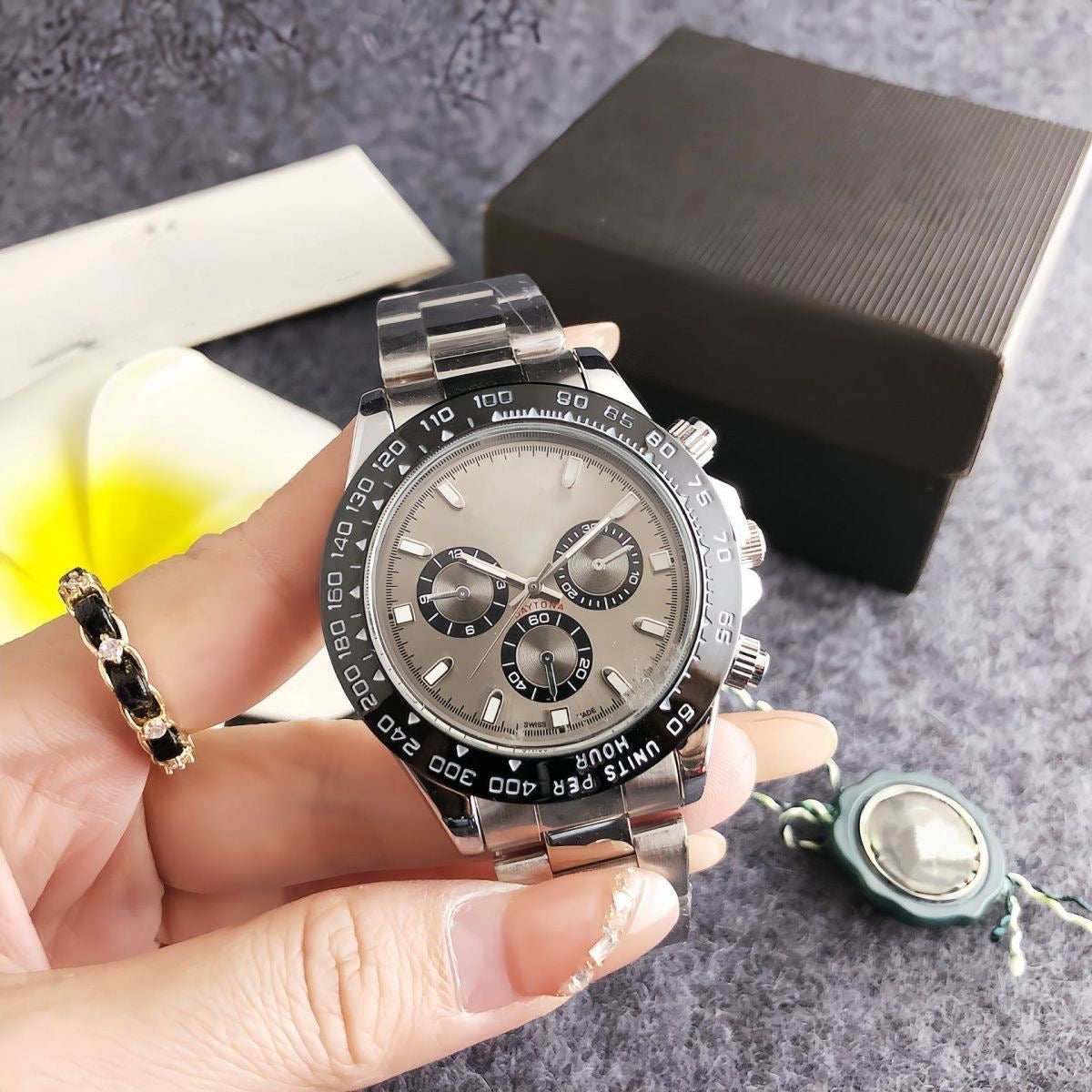 【#A329】Ice Blue Panda Daytona Multi-Functional Men's Chronograph Watch