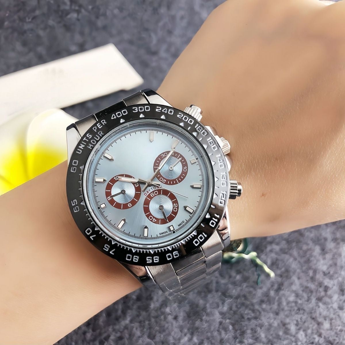 【#A329】Ice Blue Panda Daytona Multi-Functional Men's Chronograph Watch