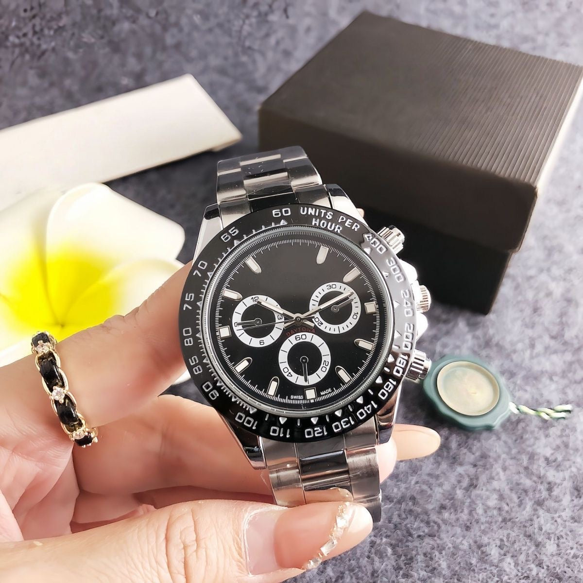 【#A329】Ice Blue Panda Daytona Multi-Functional Men's Chronograph Watch