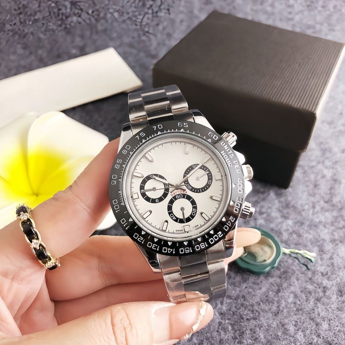 【#A329】Ice Blue Panda Daytona Multi-Functional Men's Chronograph Watch