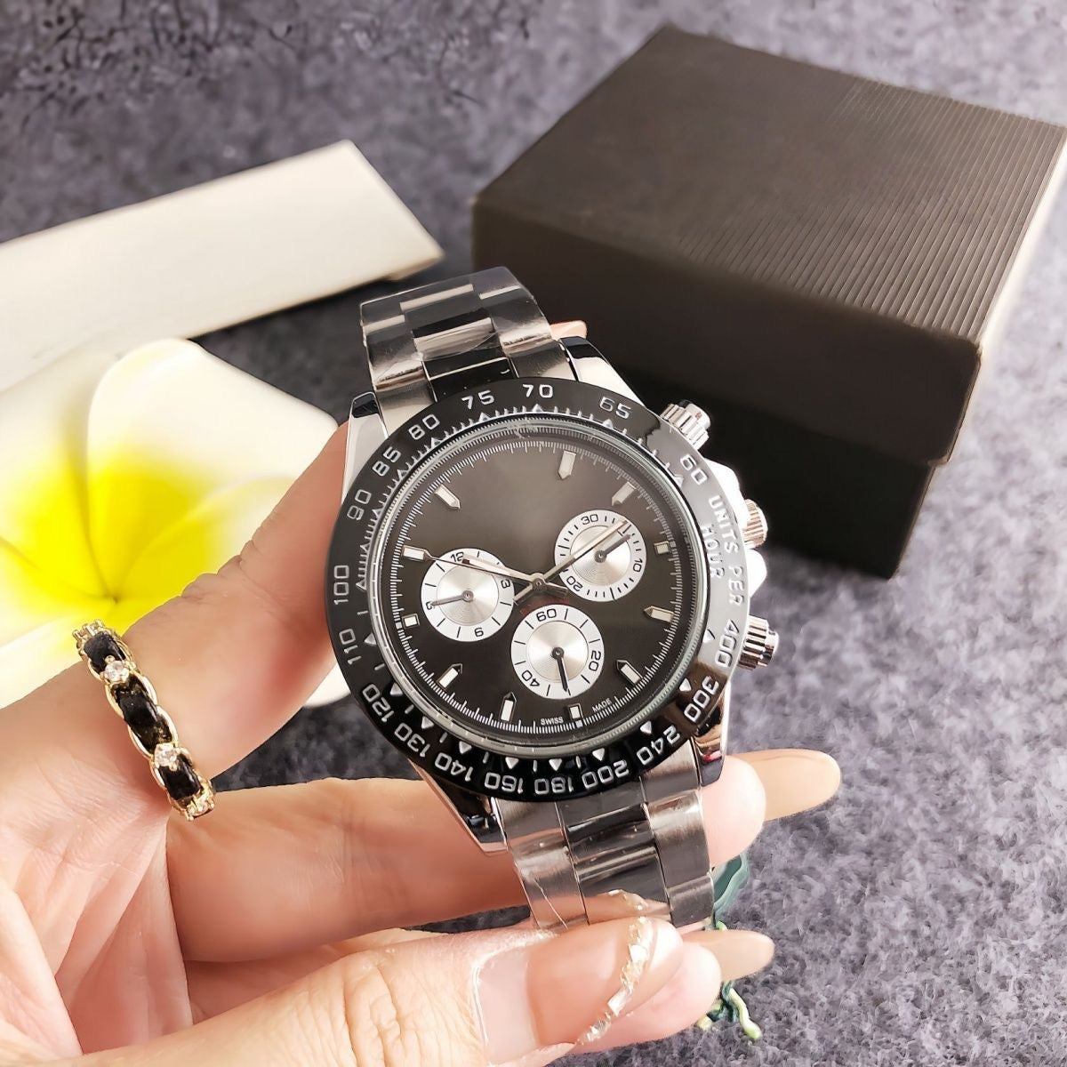 【#A329】Ice Blue Panda Daytona Multi-Functional Men's Chronograph Watch