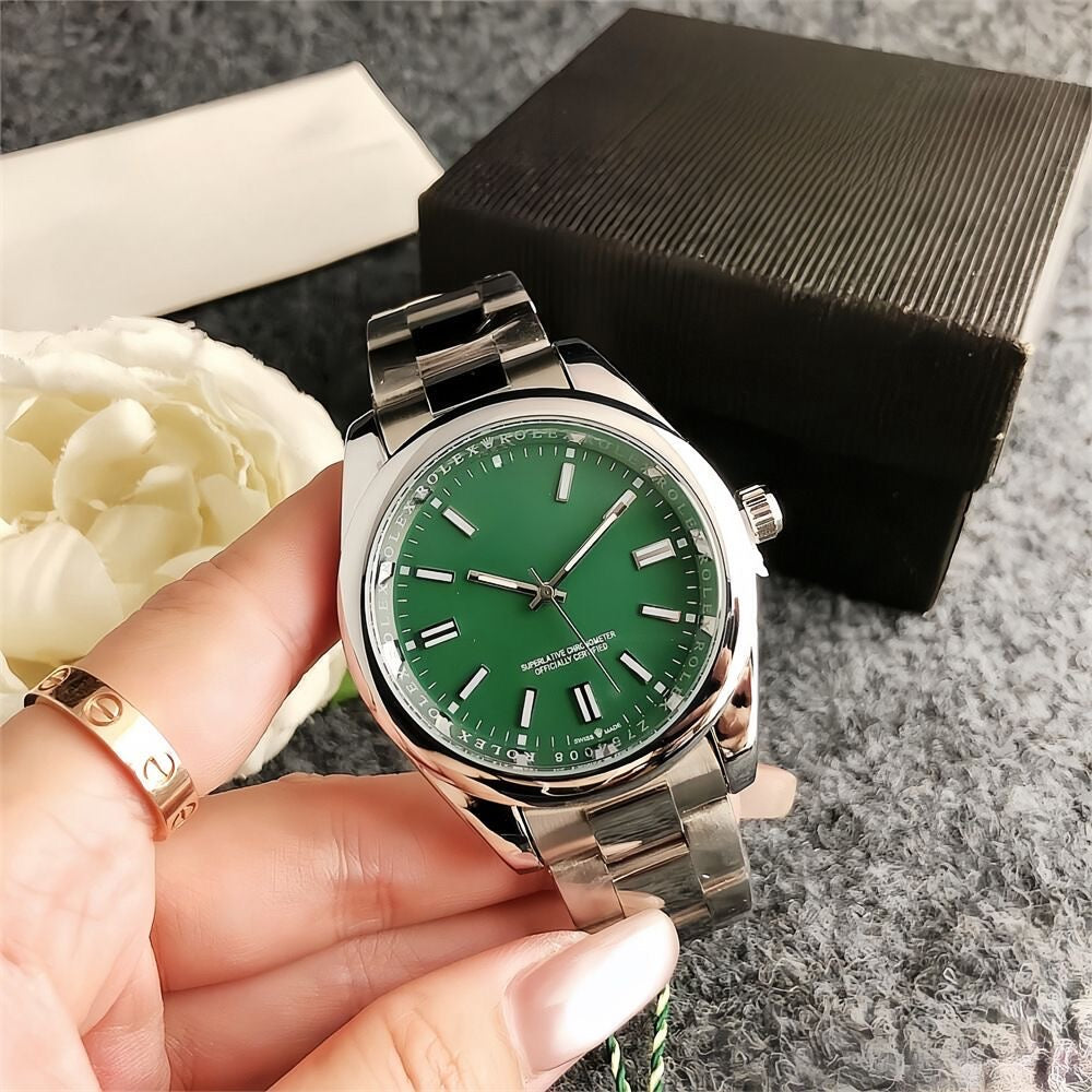 【#A331】Simple Color Dial Oyster Steel Band Men's Watch
