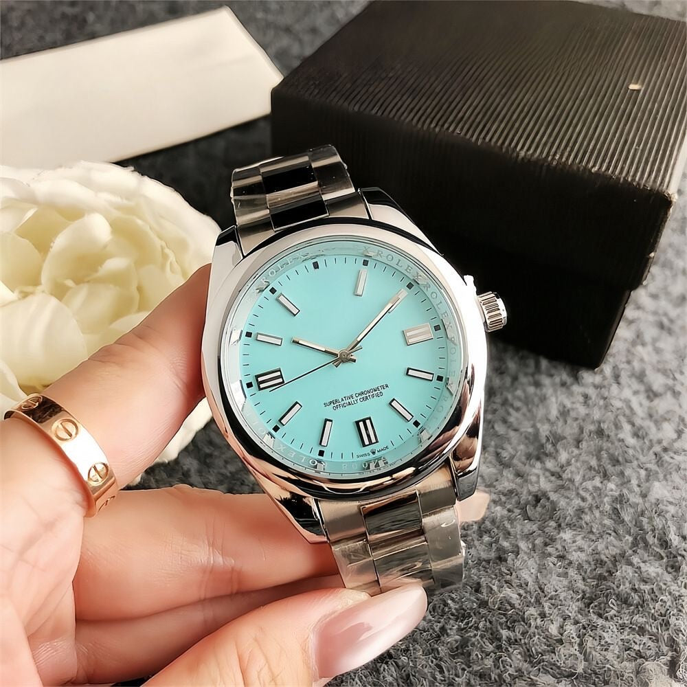 【#A331】Simple Color Dial Oyster Steel Band Men's Watch