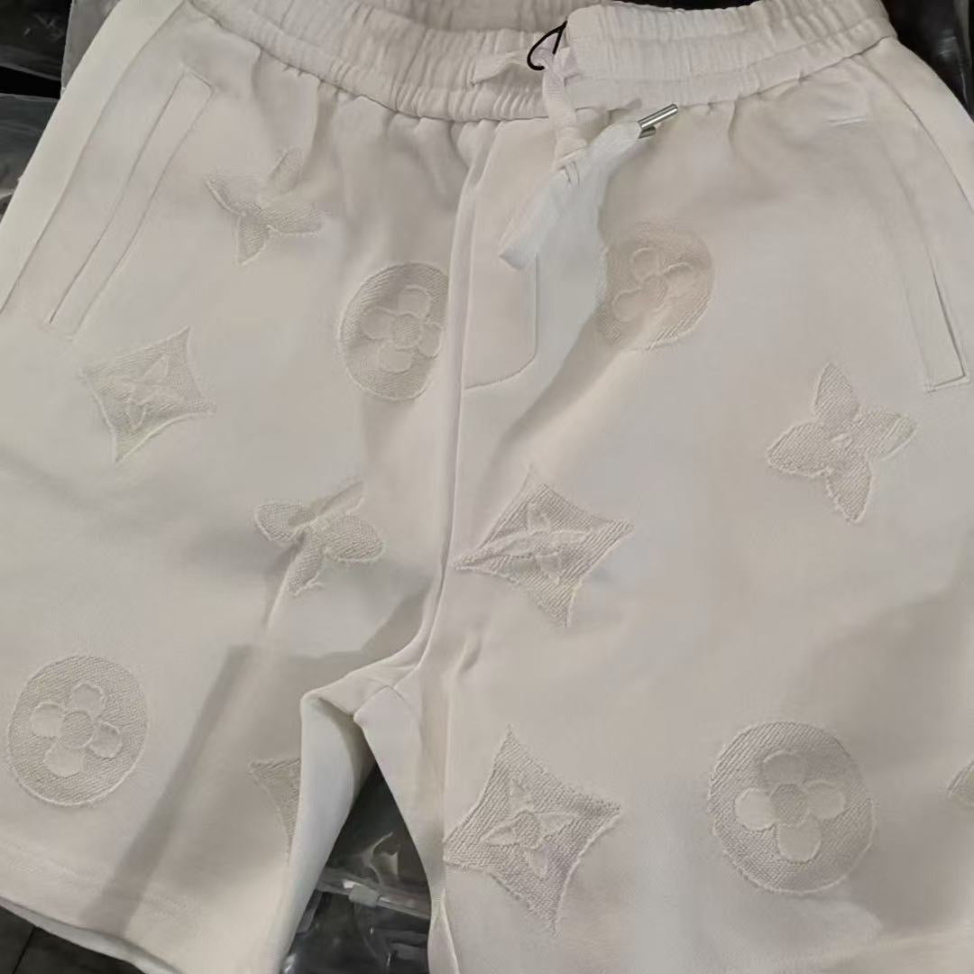 【#A333】3D Flocking Clover Drawstring Casual Five-Point Shorts