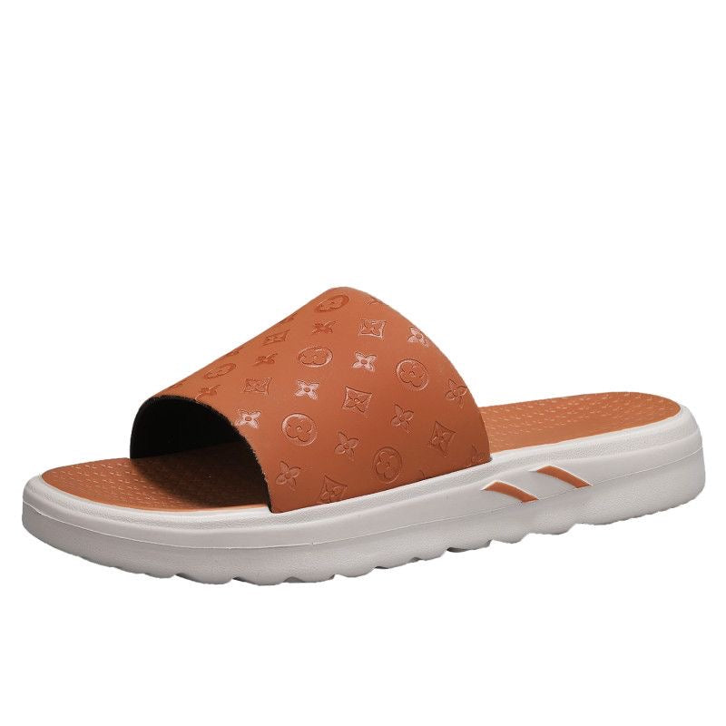 【#A338】Embossed Platform Slide Sandals, Minimal Casual Unisex Anti-slip Slippers Indoor Outdoo