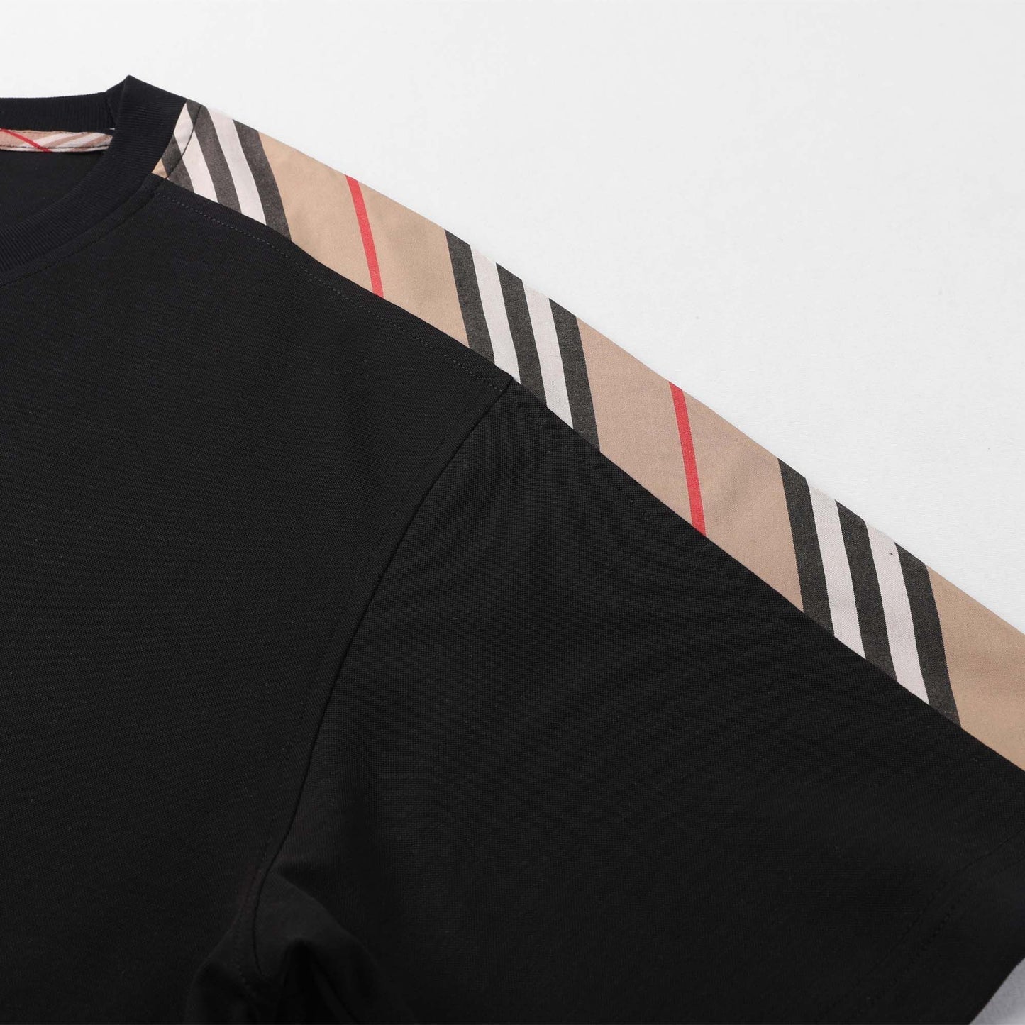【#A344】Vintage Plaid Spliced Crew Neck T-shirt, Unisex Loose Casual Embroidered Short Sleeve Top