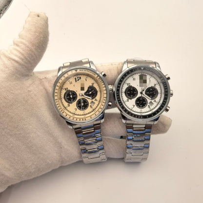 【#A349】Vintage Racing Perforated Leather Chronograph Watch, Men Multi-Function Date Waterproof Sports Wristwatch
