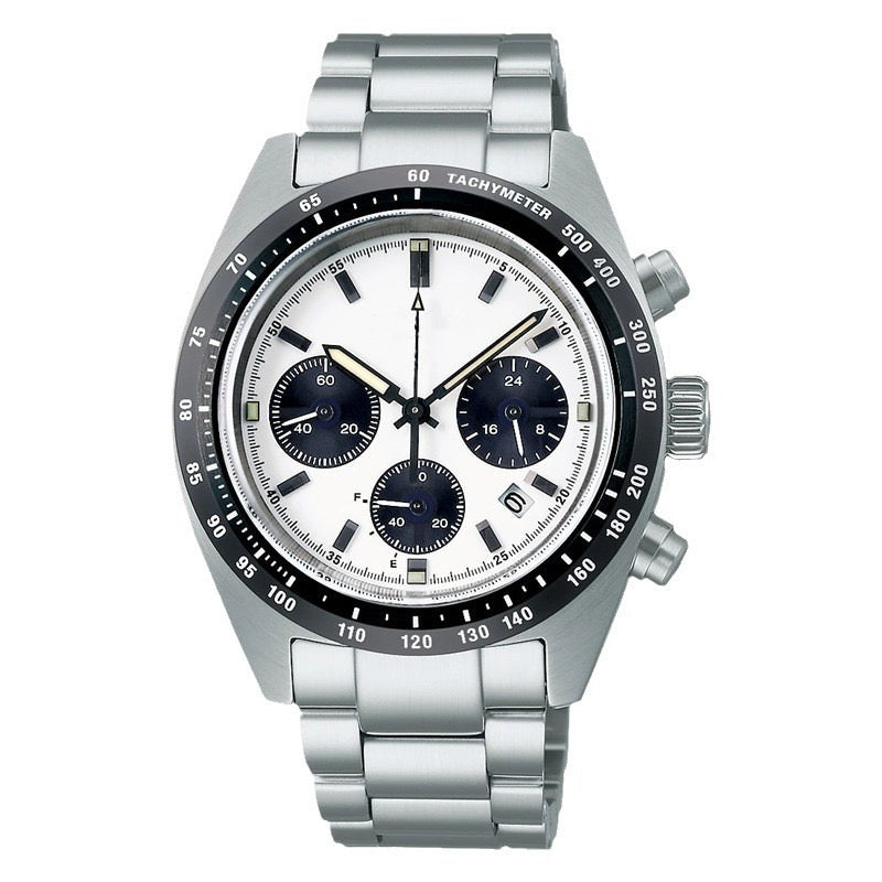 【#A350】Vintage Racing Triple Chronograph Steel Watch, Tachymeter Bezel Waterproof Luminous Men Sports Wristwatch